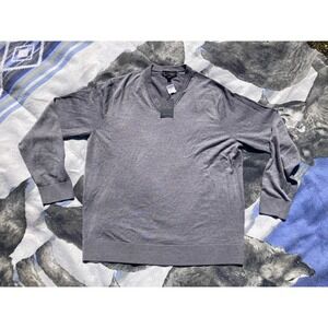 NWT Brooks Brothers Sweater Mens Size XL Gray Merino Wool 1/4 Zip Pullover Tech